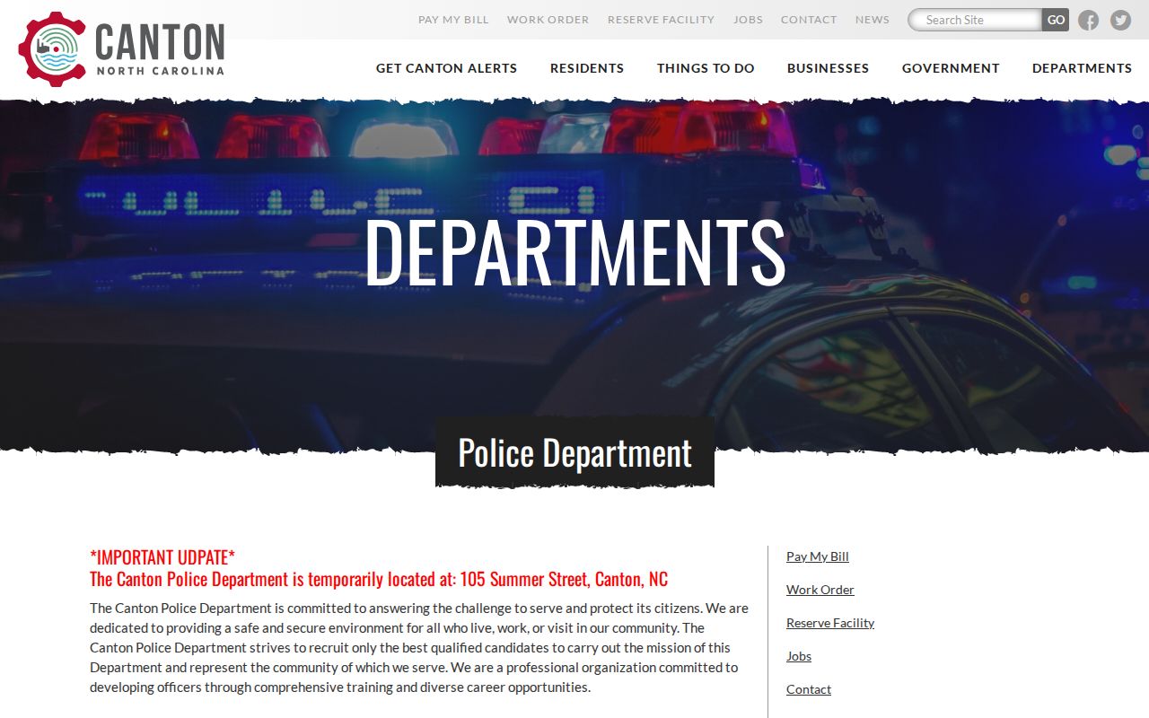 Canton court records and temporary police location source