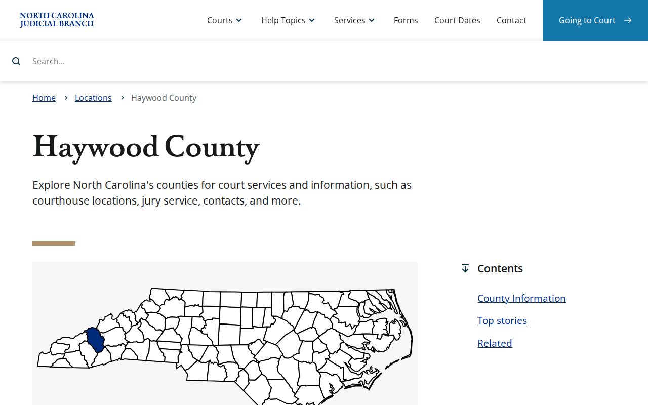 Haywood County court schedule Judicial Branch location source