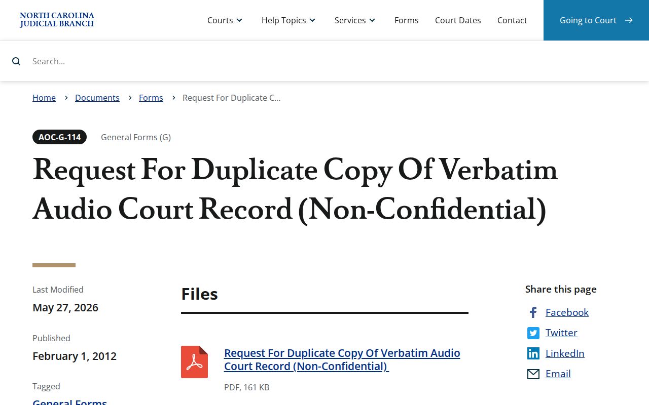 Haywood County court record audio request information