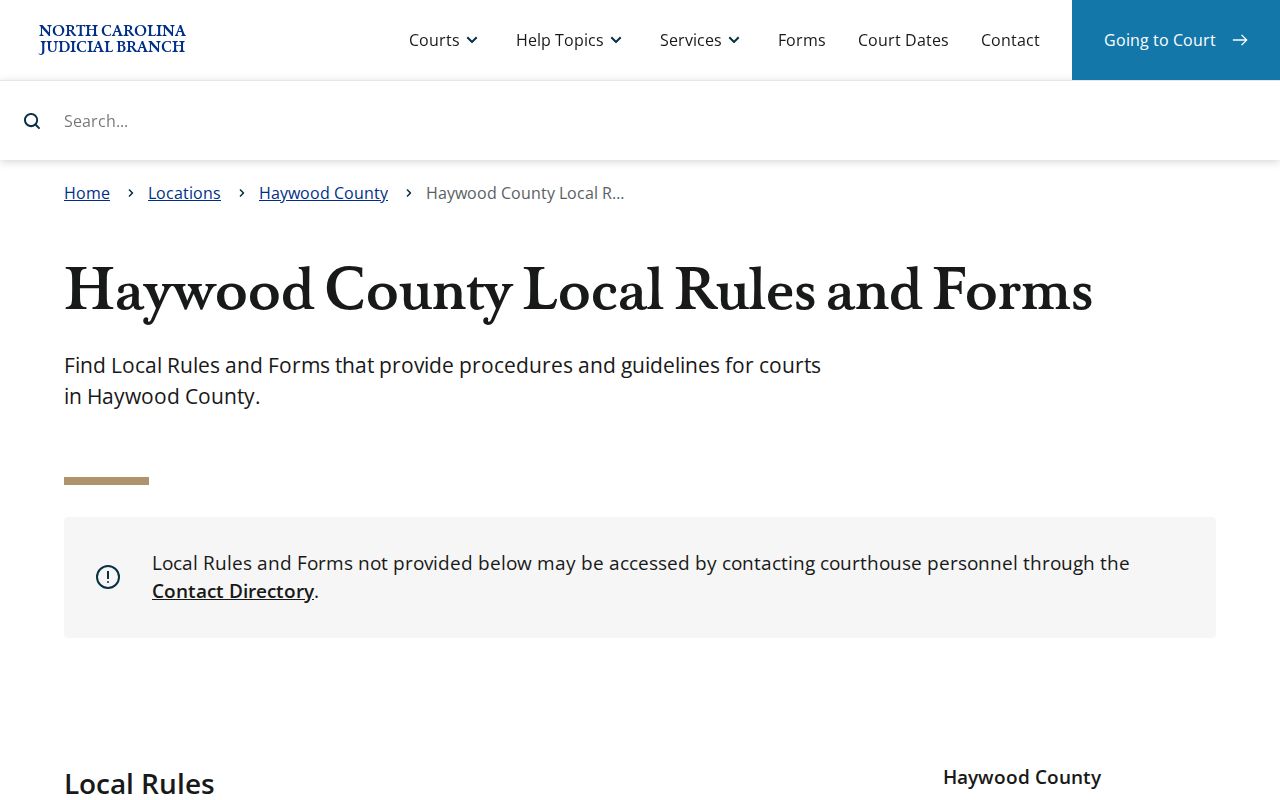 Haywood County criminal court docket local rules source