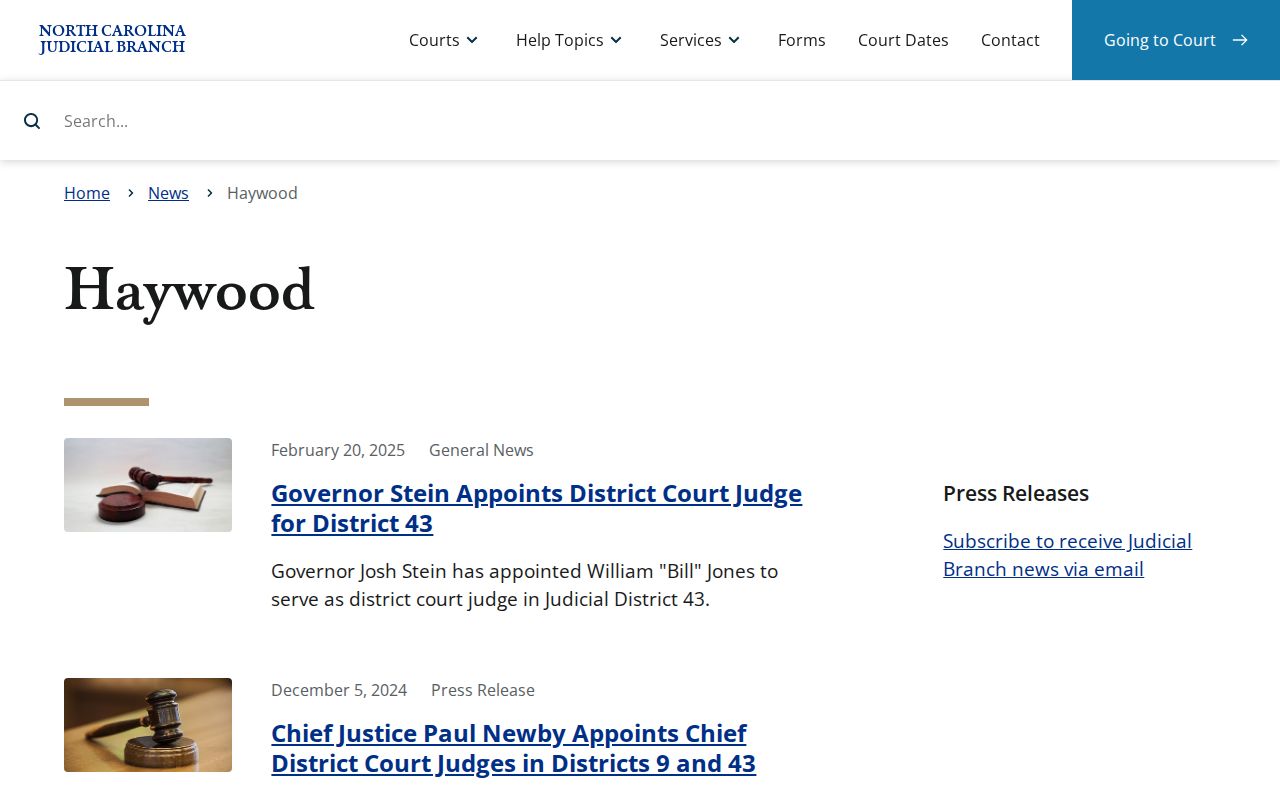Haywood County court docket eCourts news