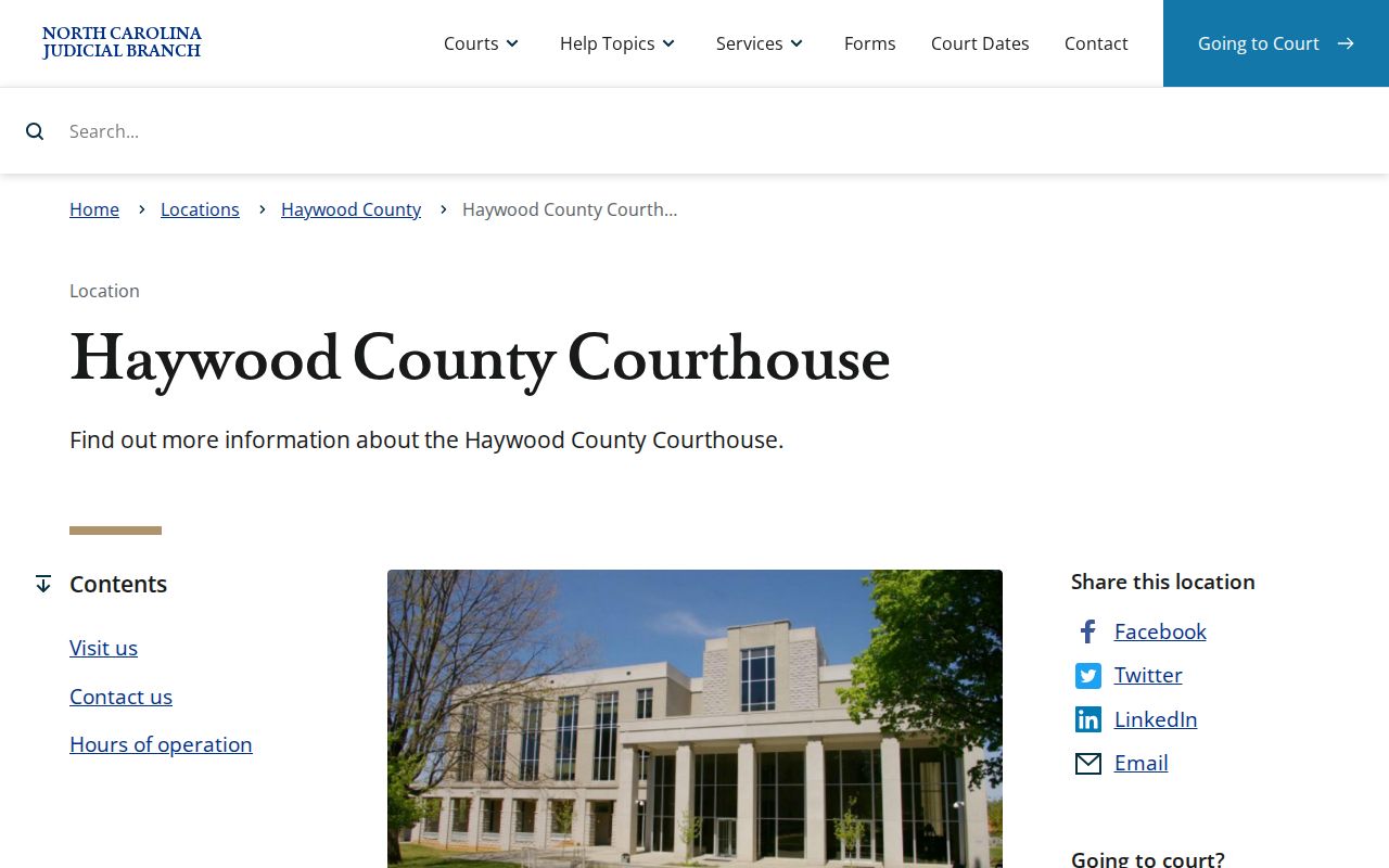 Haywood County court docket courthouse access