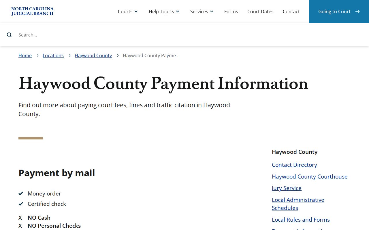 Haywood County traffic court payment information
